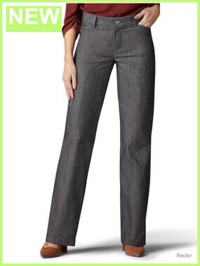 Women's Flex Motion Trouser Pants Regular Fit Mid Rise Work Slacks